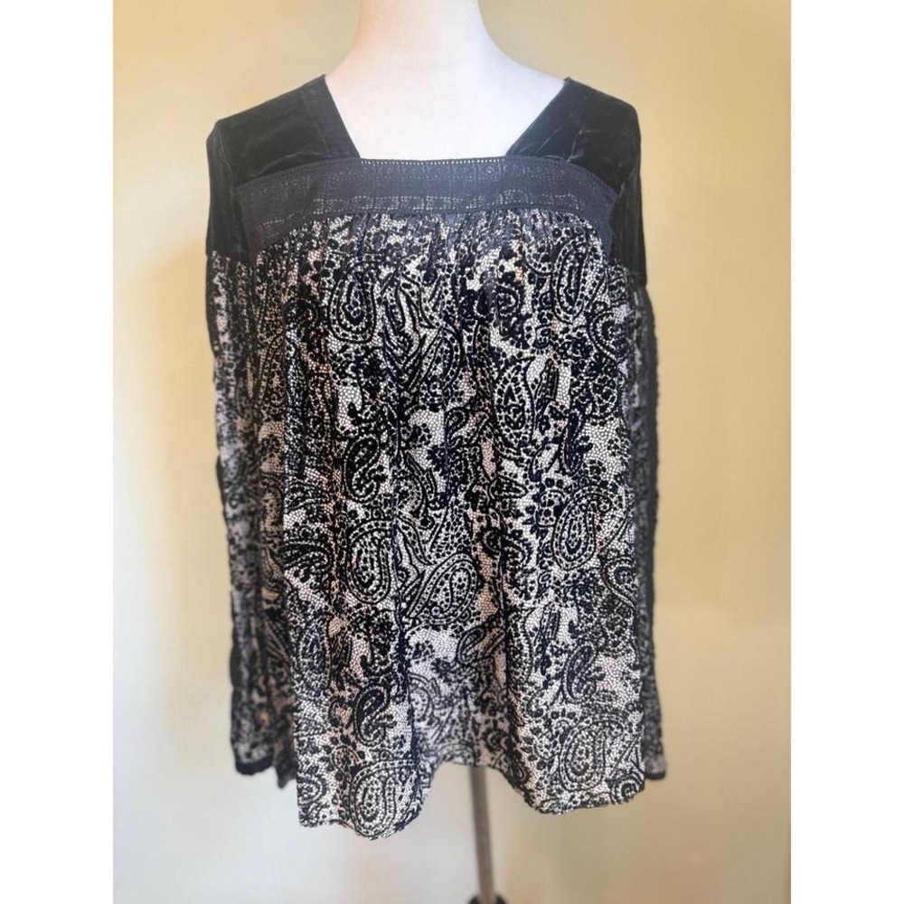 Sundance xs black velvet burnout silk boho cottagecore whimsigoth flowy top